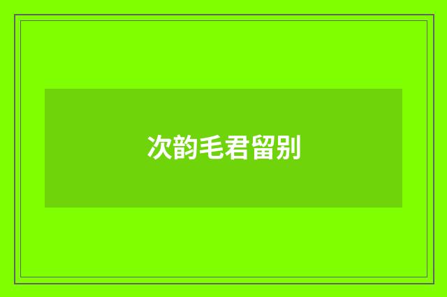 次韵毛君留别