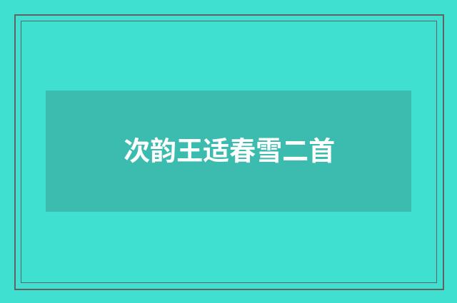 次韵王适春雪二首