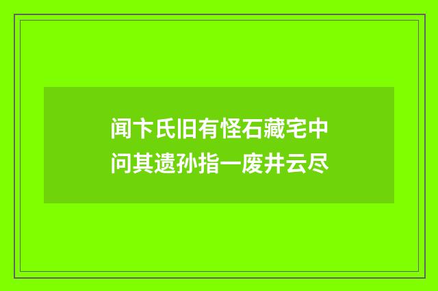 闻卞氏旧有怪石藏宅中问其遗孙指一废井云尽