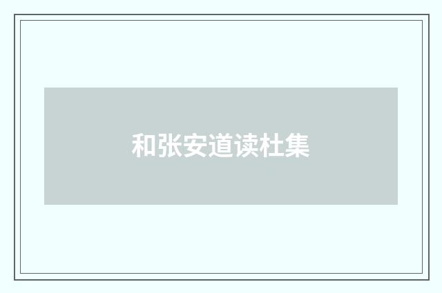 和张安道读杜集
