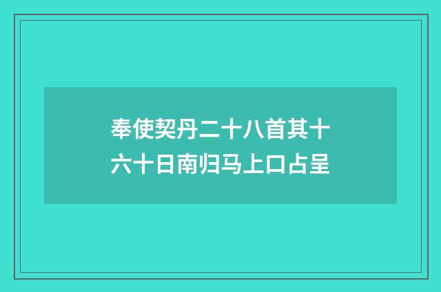 奉使契丹二十八首其十六十日南归马上口占呈