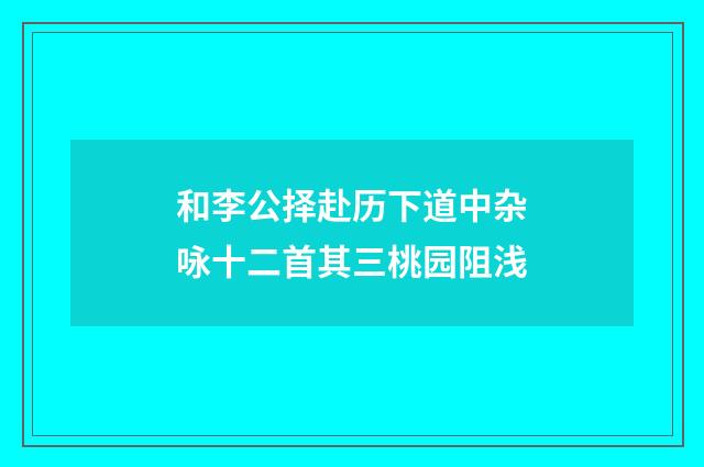 和李公择赴历下道中杂咏十二首其三桃园阻浅