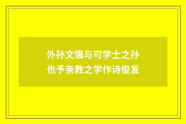 外孙文骥与可学士之孙也予亲教之学作诗俊发