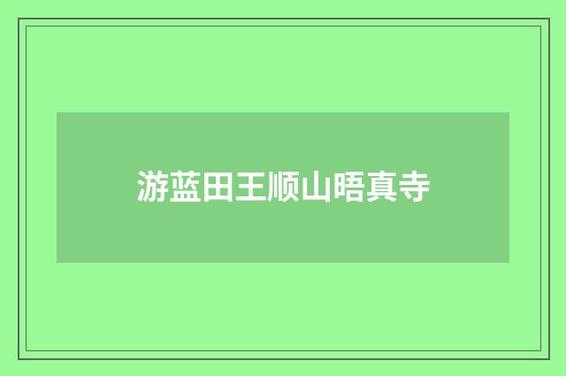 游蓝田王顺山晤真寺