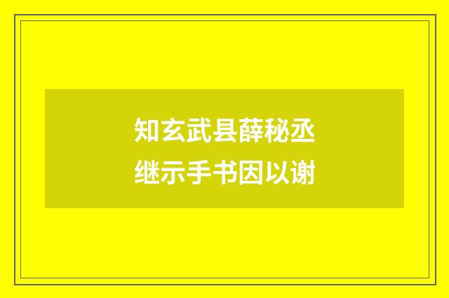 知玄武县薛秘丞继示手书因以谢