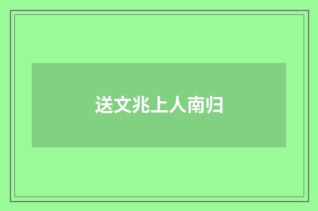送文兆上人南归