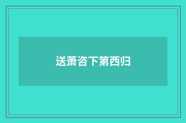 送萧咨下第西归