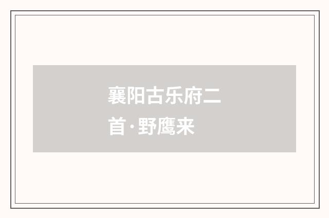 襄阳古乐府二首·野鹰来
