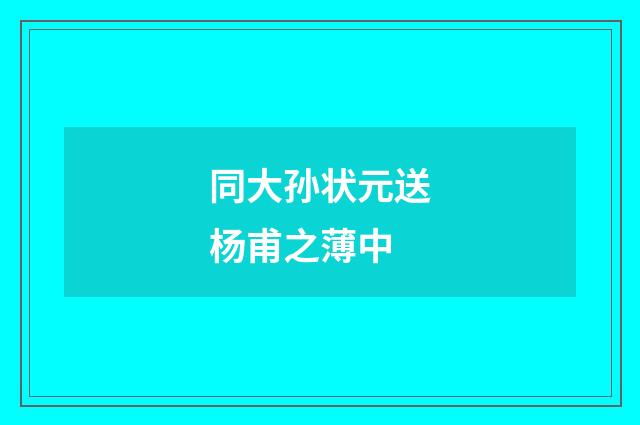 同大孙状元送杨甫之薄中