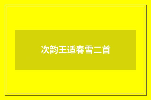 次韵王适春雪二首