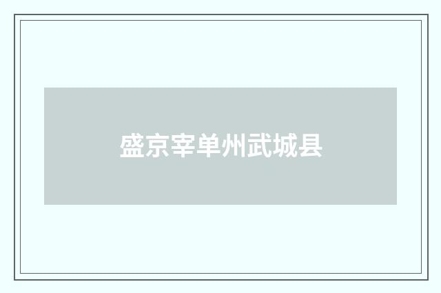 盛京宰单州武城县