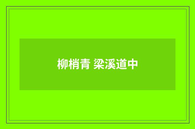 柳梢青 梁溪道中