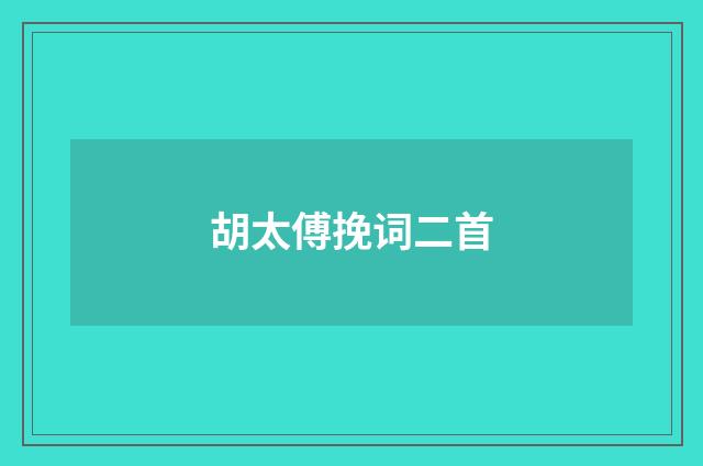 胡太傅挽词二首