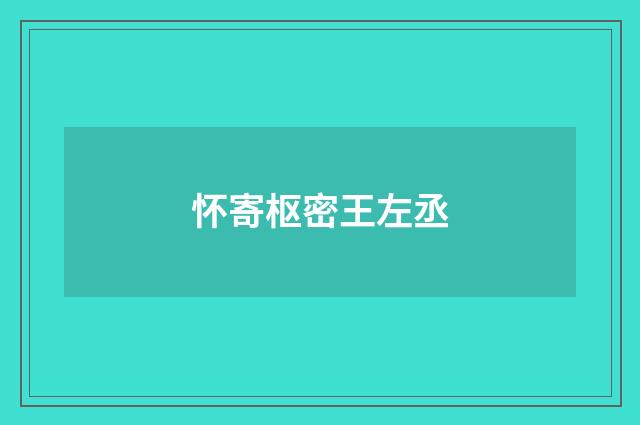 怀寄枢密王左丞