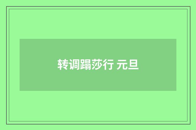 转调蹋莎行 元旦