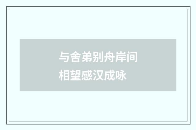 与舍弟别舟岸间相望感汉成咏