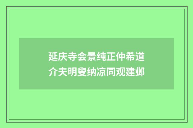 延庆寺会景纯正仲希道介夫明叟纳凉同观建邺