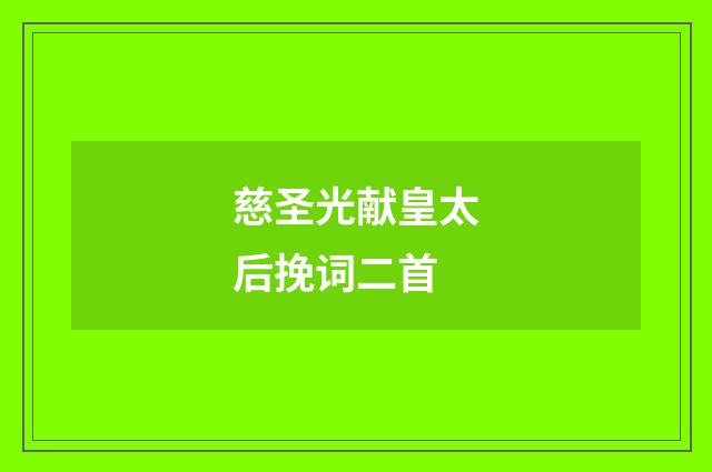 慈圣光献皇太后挽词二首