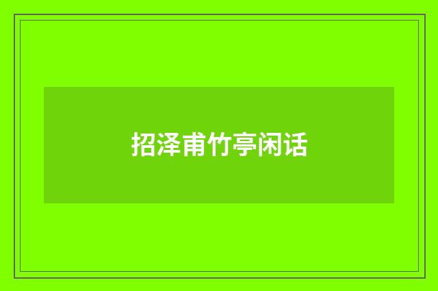 招泽甫竹亭闲话