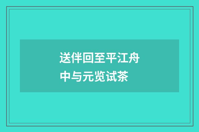 送伴回至平江舟中与元览试茶