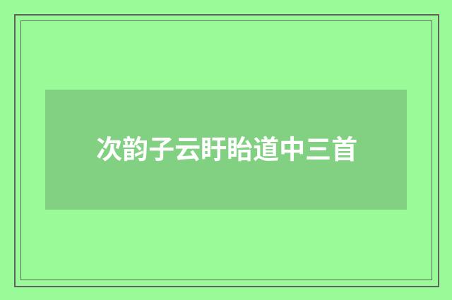 次韵子云盱眙道中三首