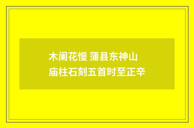 木阑花慢 蒲县东神山庙柱石刻五首时至正辛