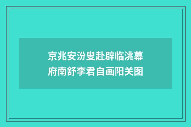京兆安汾叟赴辟临洮幕府南舒李君自画阳关图