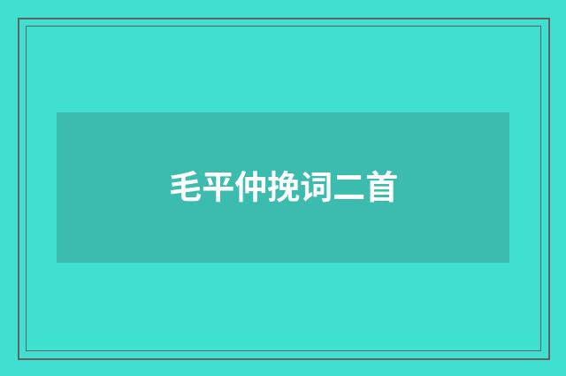 毛平仲挽词二首