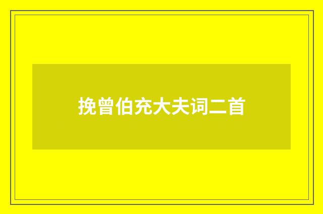 挽曾伯充大夫词二首