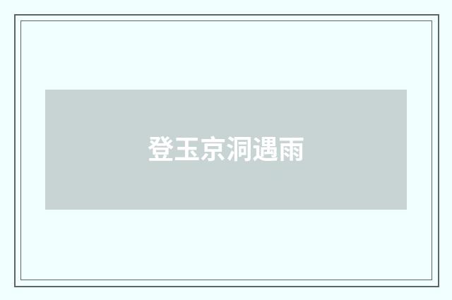 登玉京洞遇雨