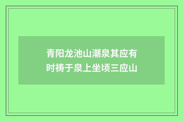 青阳龙池山潮泉其应有时祷于泉上坐顷三应山