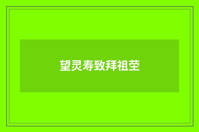 望灵寿致拜祖茔