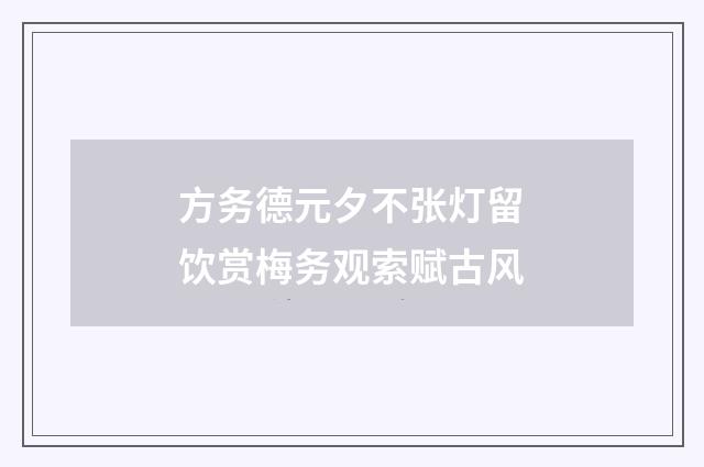 方务德元夕不张灯留饮赏梅务观索赋古风