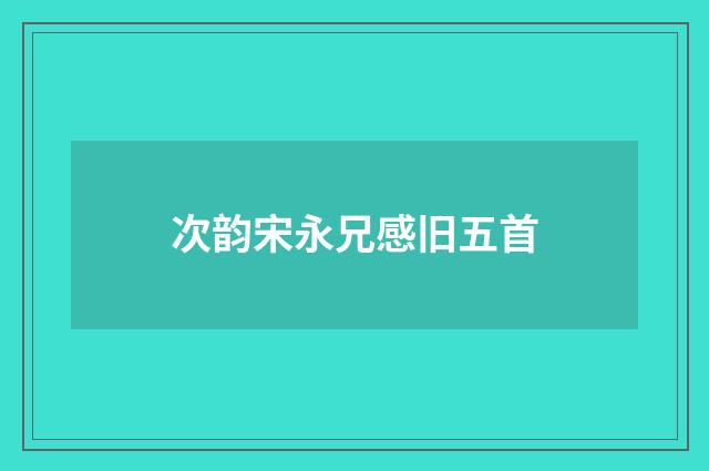 次韵宋永兄感旧五首