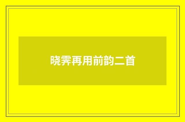 晓霁再用前韵二首
