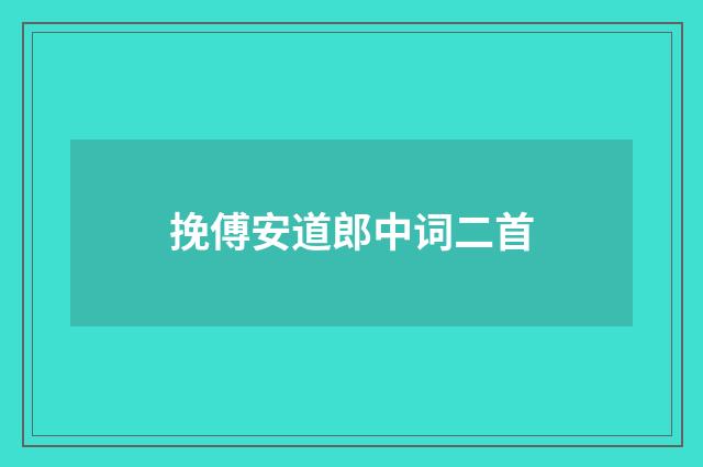挽傅安道郎中词二首