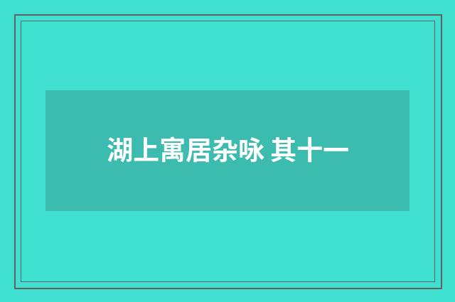 湖上寓居杂咏 其十一