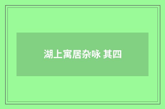 湖上寓居杂咏 其四