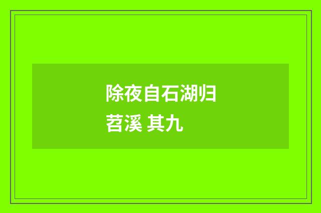 除夜自石湖归苕溪 其九