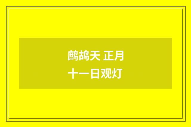 鹧鸪天 正月十一日观灯