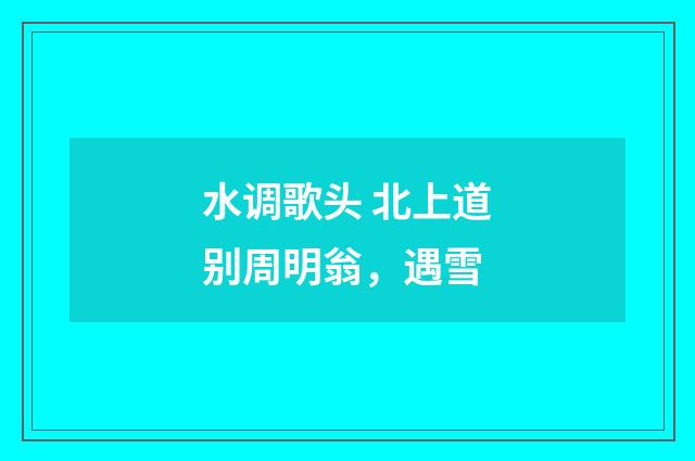 水调歌头 北上道别周明翁，遇雪