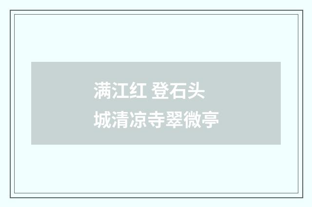 满江红 登石头城清凉寺翠微亭