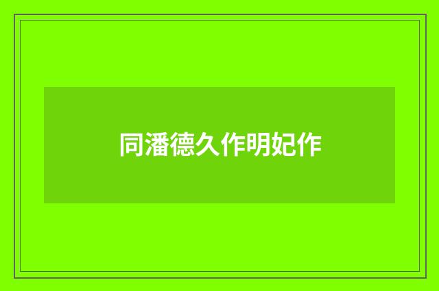 同潘德久作明妃作