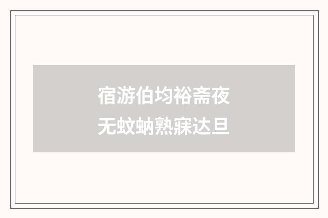 宿游伯均裕斋夜无蚊蚋熟寐达旦