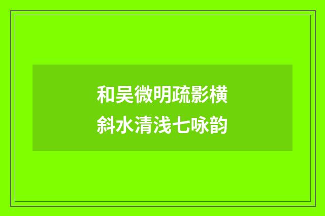 和吴微明疏影横斜水清浅七咏韵