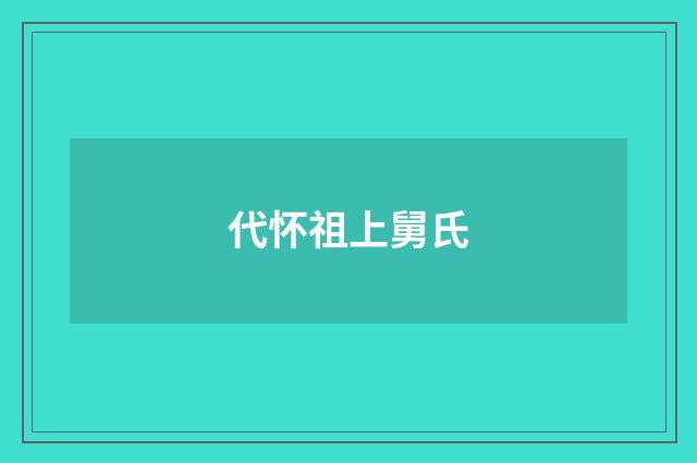 代怀祖上舅氏