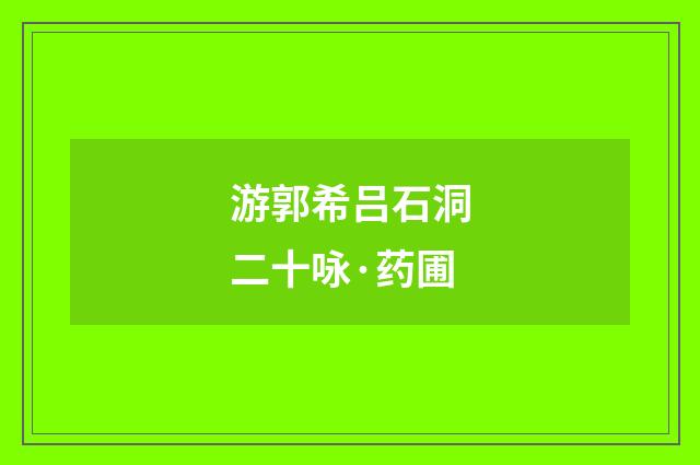 游郭希吕石洞二十咏·药圃