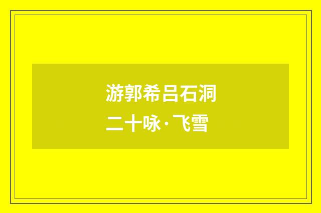 游郭希吕石洞二十咏·飞雪
