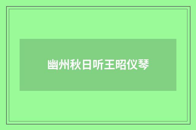 幽州秋日听王昭仪琴