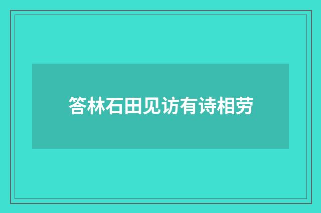 答林石田见访有诗相劳